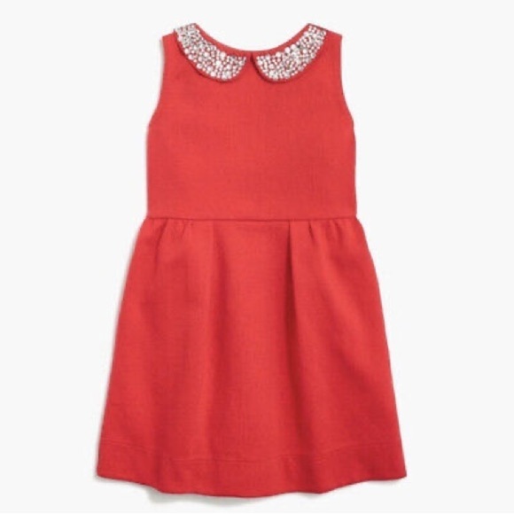 Crewcuts J.Crew Girls Rhinestone Jeweled Collar Red Dress Size 8 NWT - Picture 1 of 1